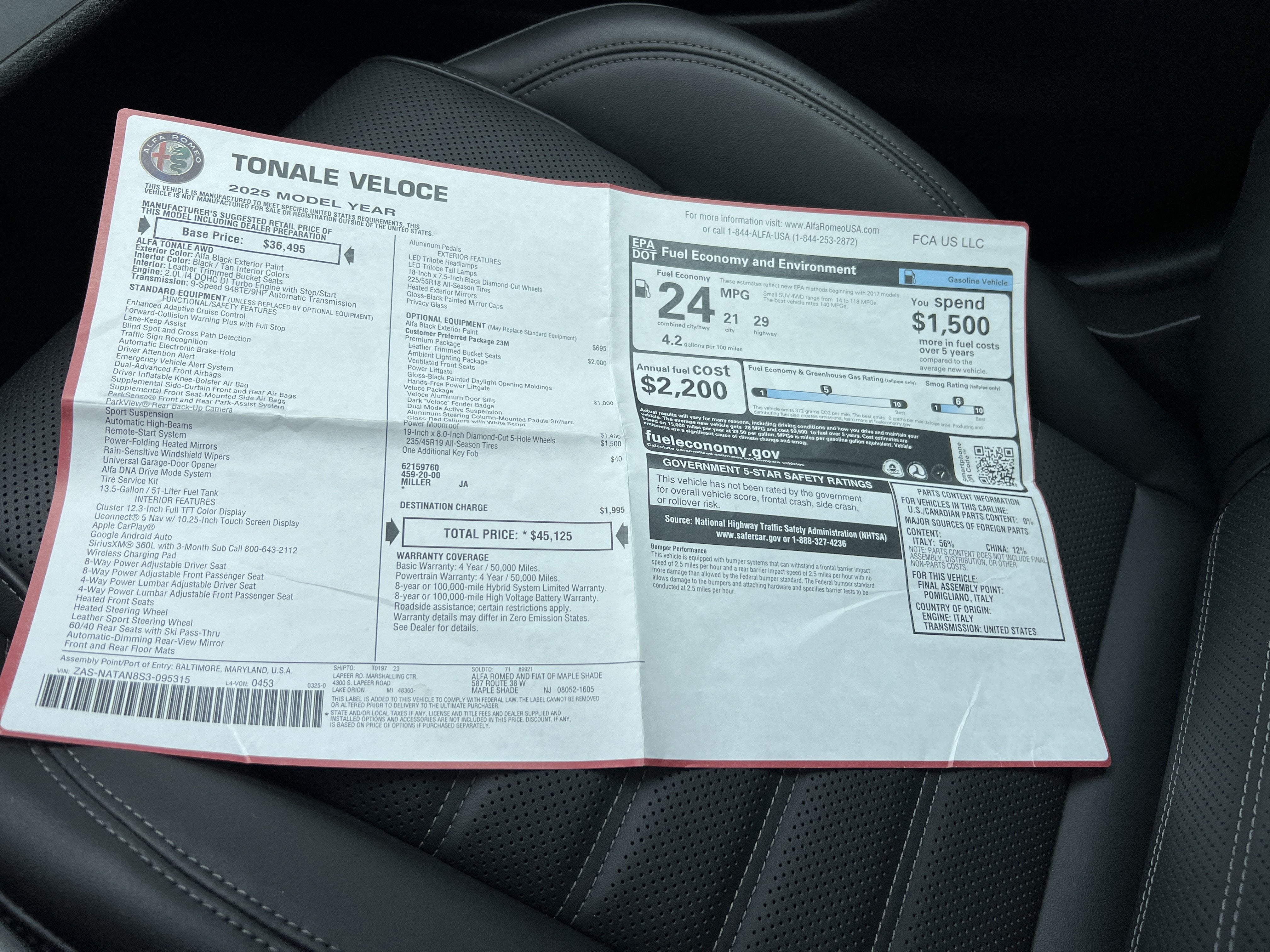 2025 Alfa Romeo Tonale AWD