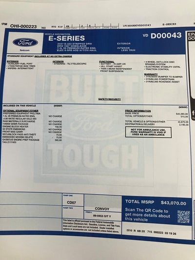 2027 Ford E-Series Stripped Chassis Base