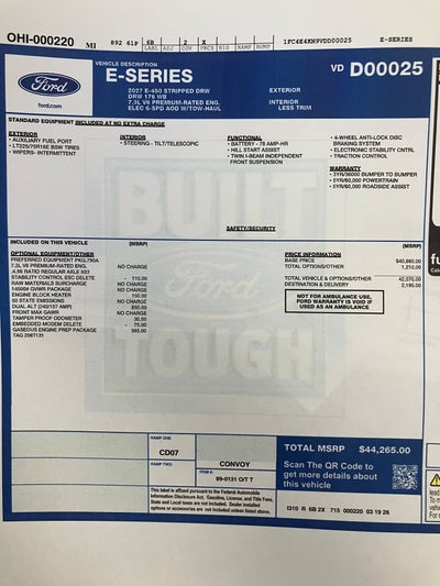 2027 Ford E-Series Stripped Chassis Base