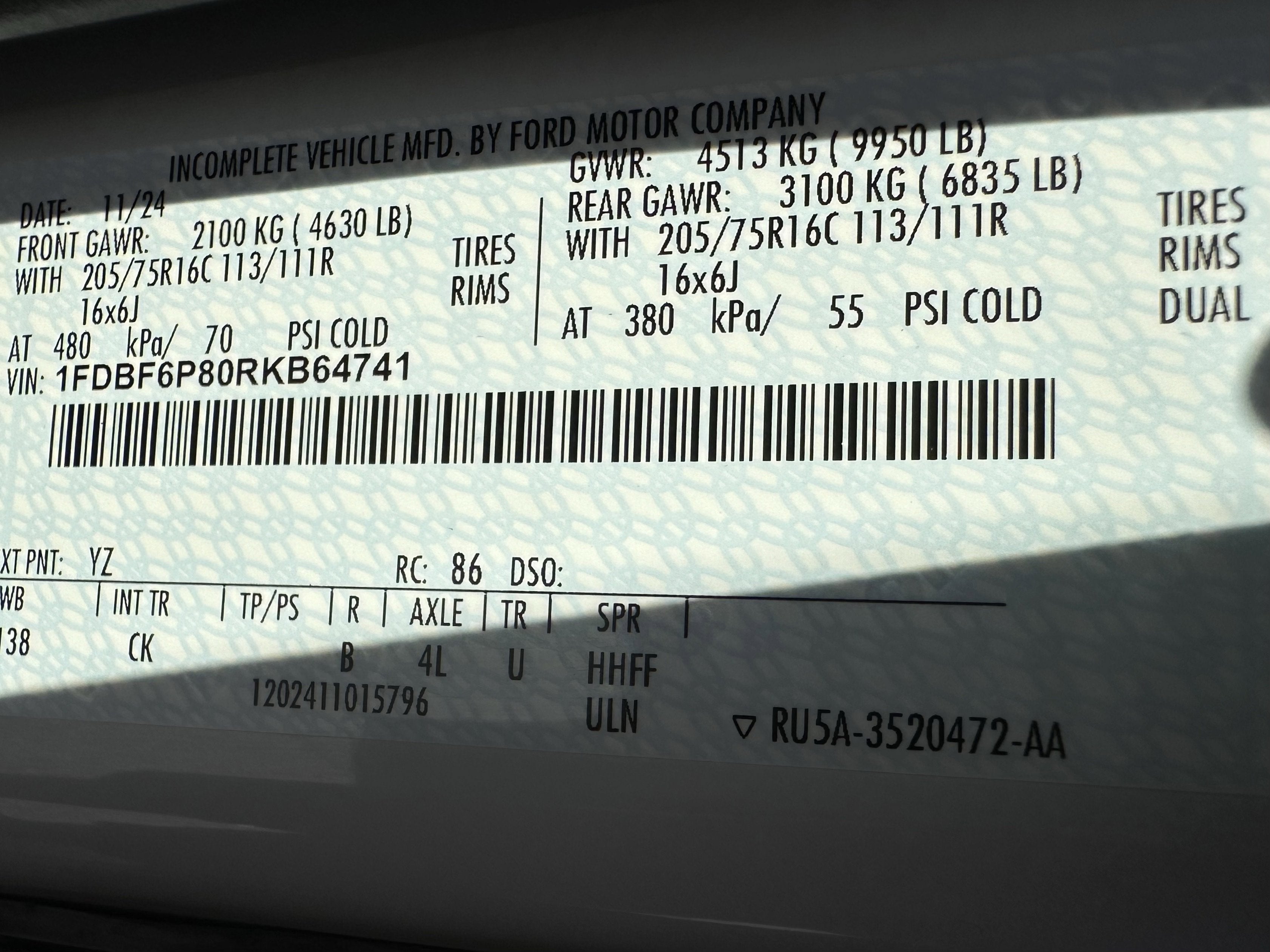 2024 Ford Transit XL KUV Body