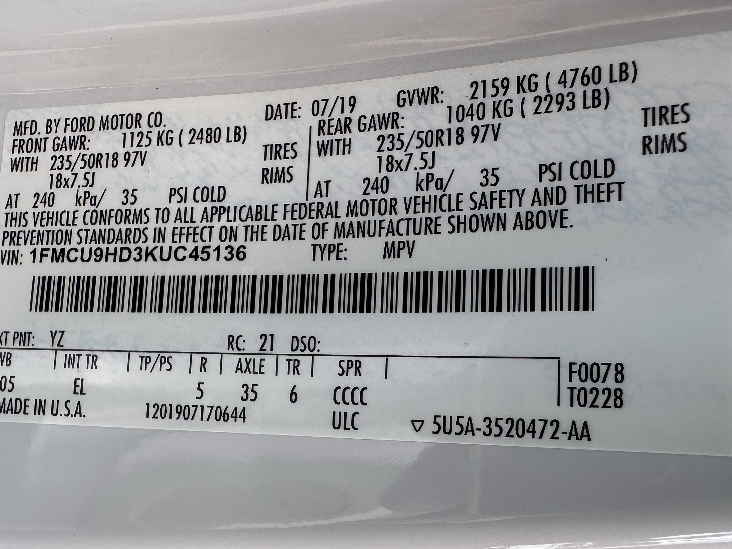 2019 Ford Escape SEL