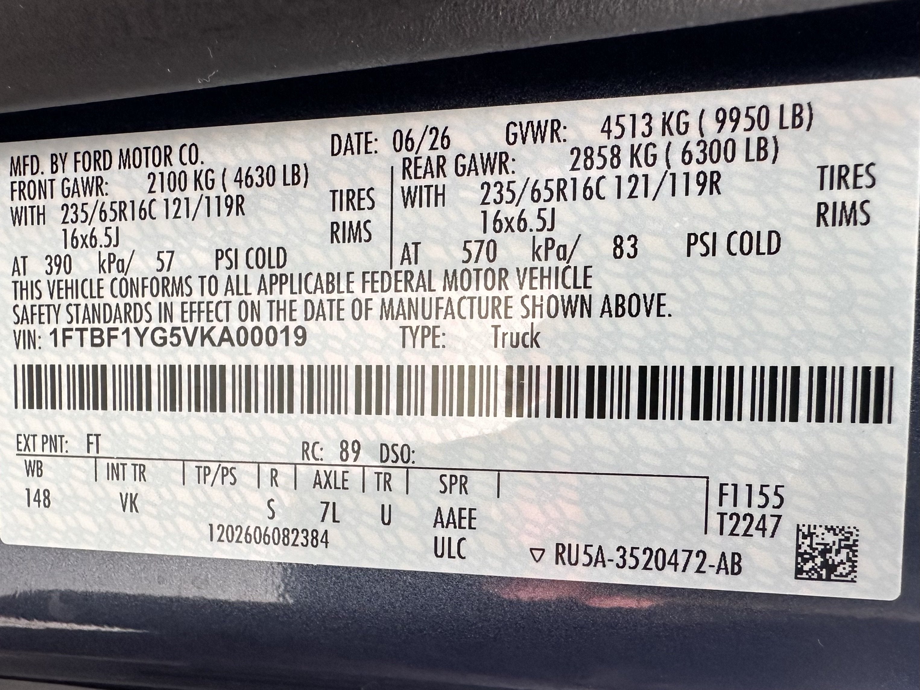 2027 Ford Transit Cargo Van T-350 HD 148" Low Rf 9950 GVWR RWD
