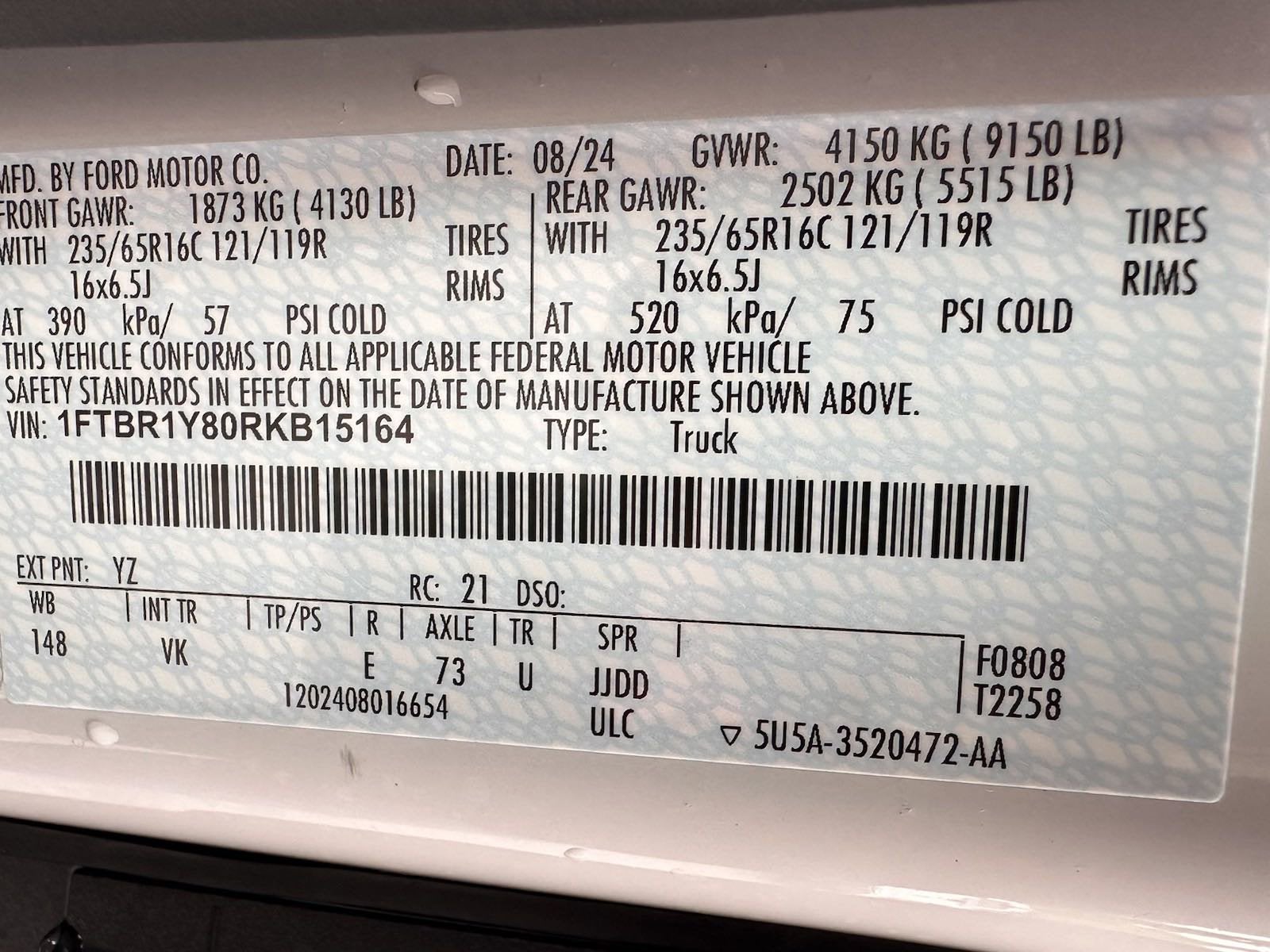 2024 Ford Transit LR Cargo Van XL