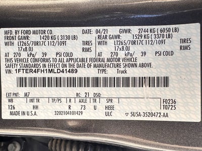2021 Ford Ranger Lariat Tremor