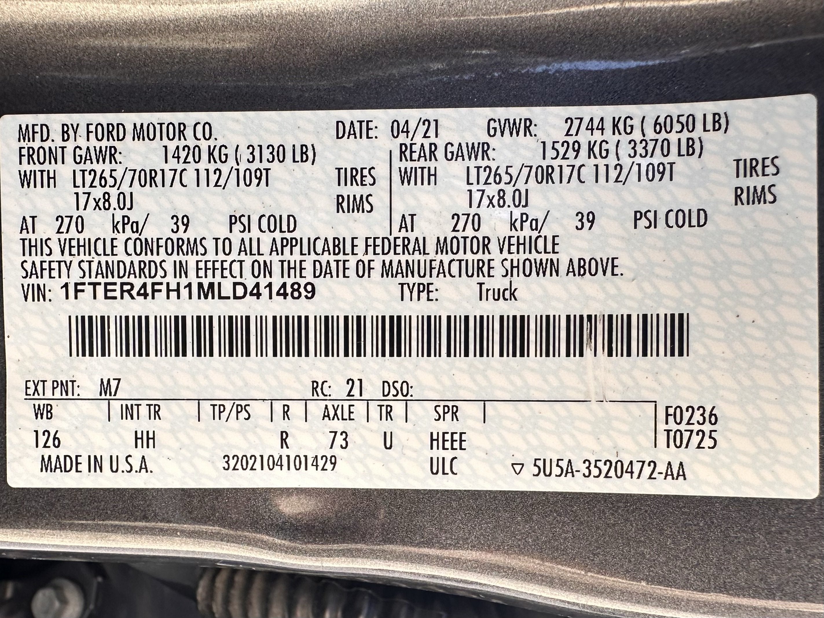 2021 Ford Ranger Lariat Tremor