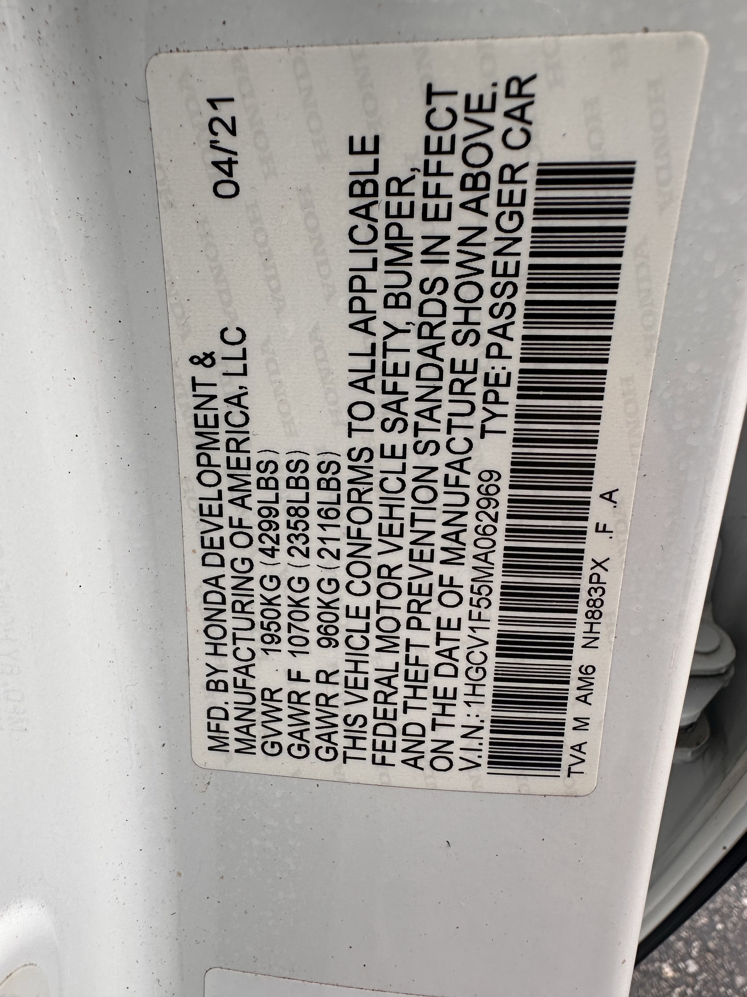 2021 Honda Accord Sedan EX-L