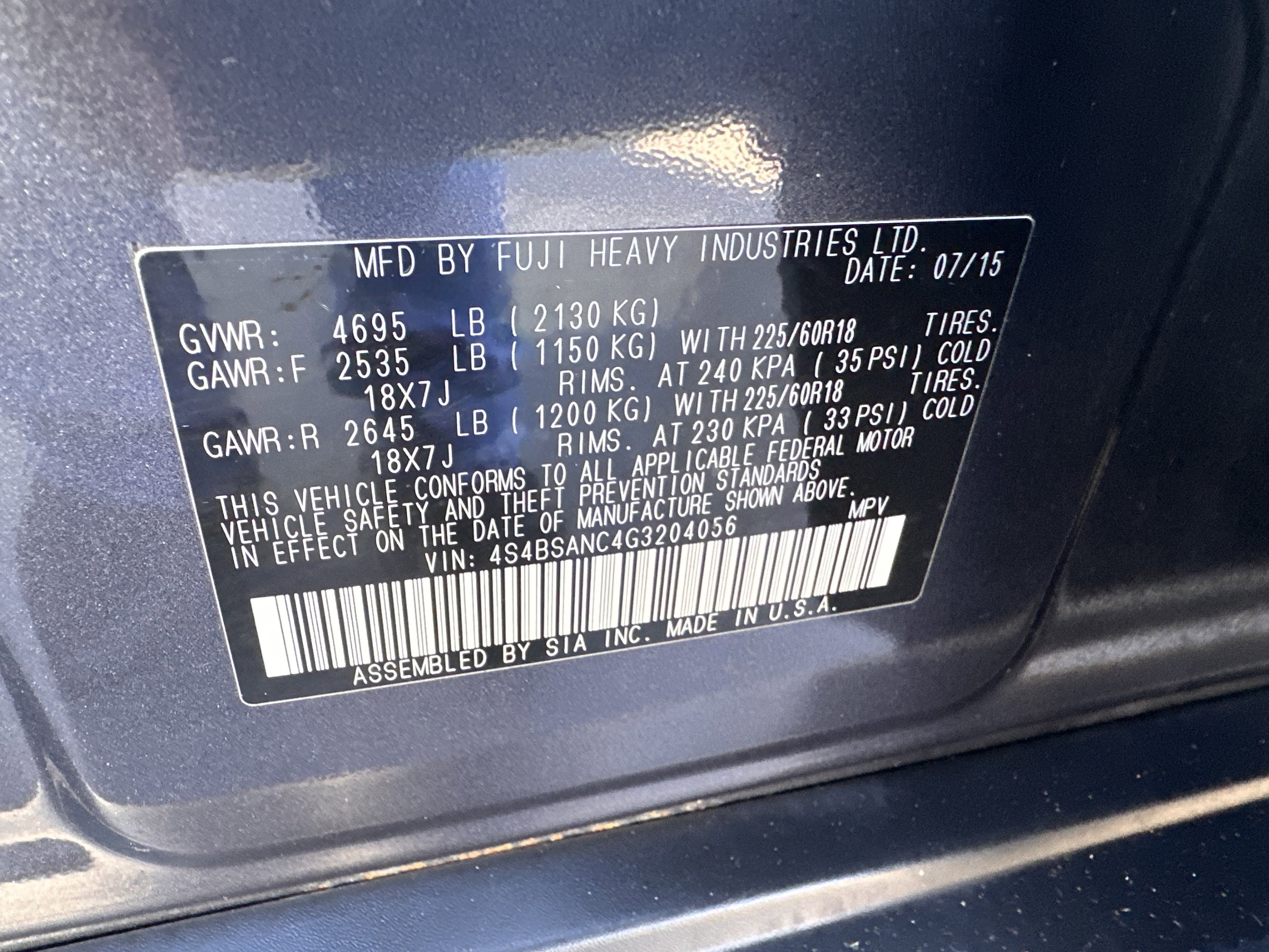 2016 Subaru Outback 2.5i Limited