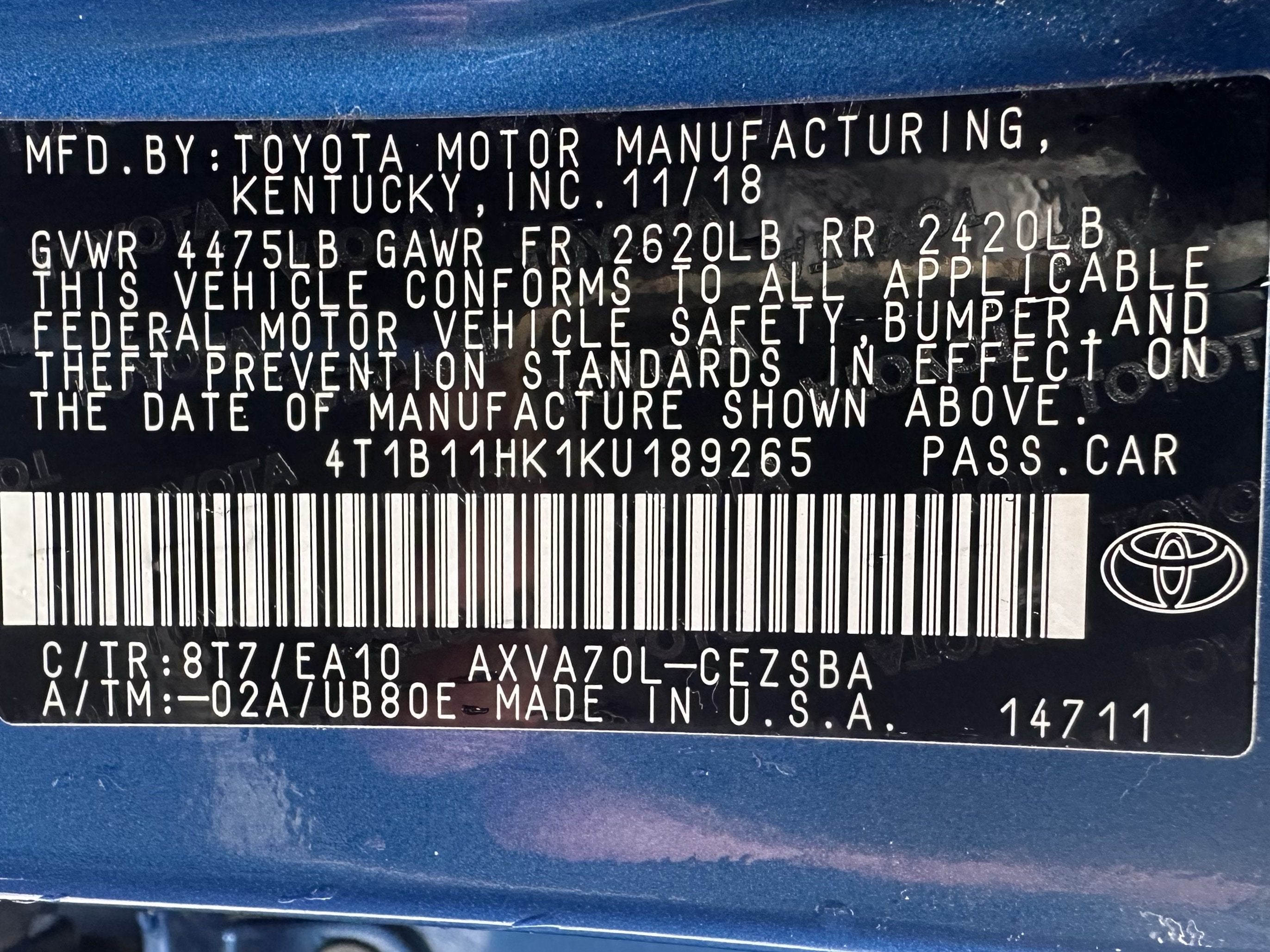 2019 Toyota Camry SE