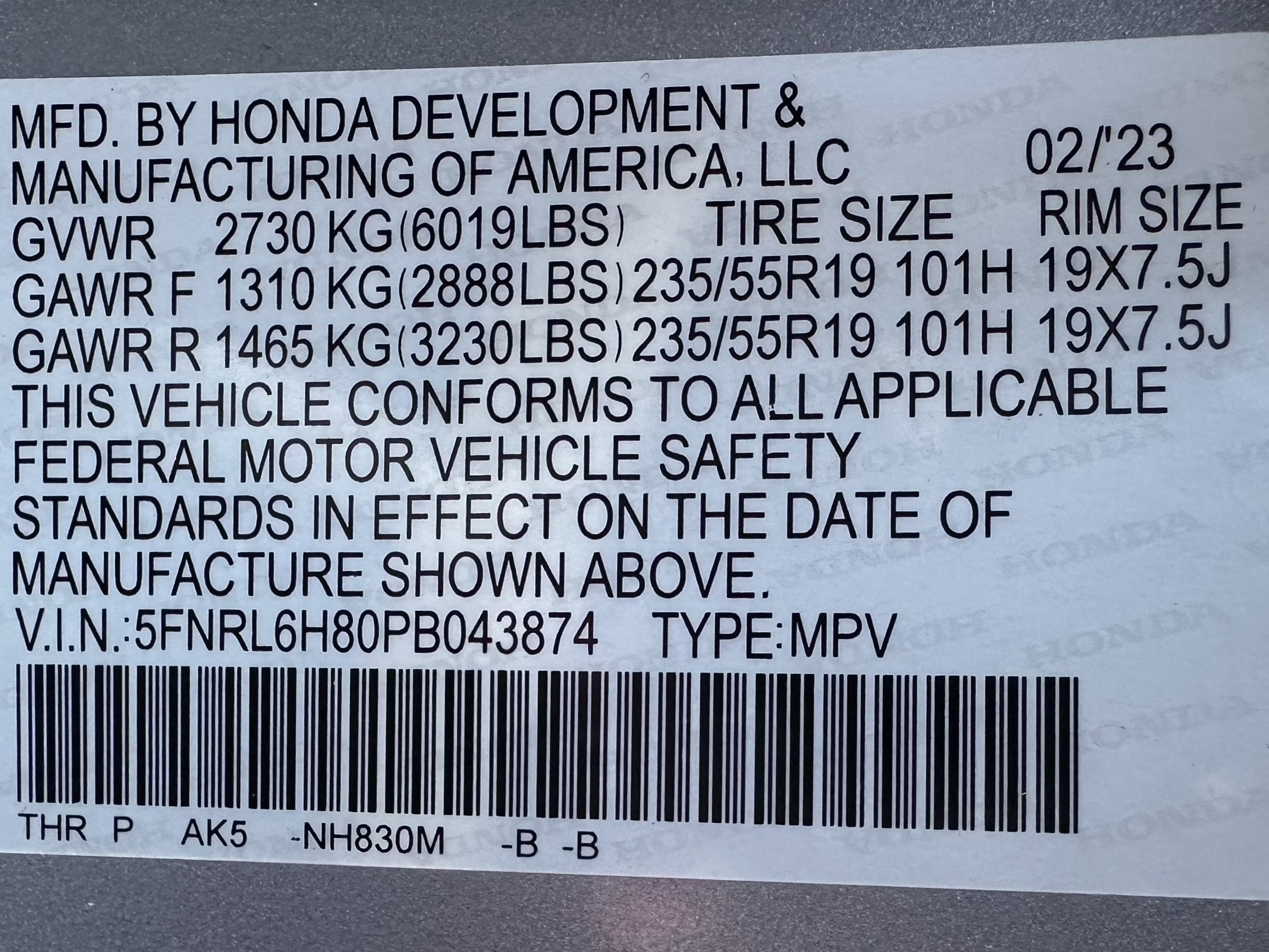 2023 Honda Odyssey Touring