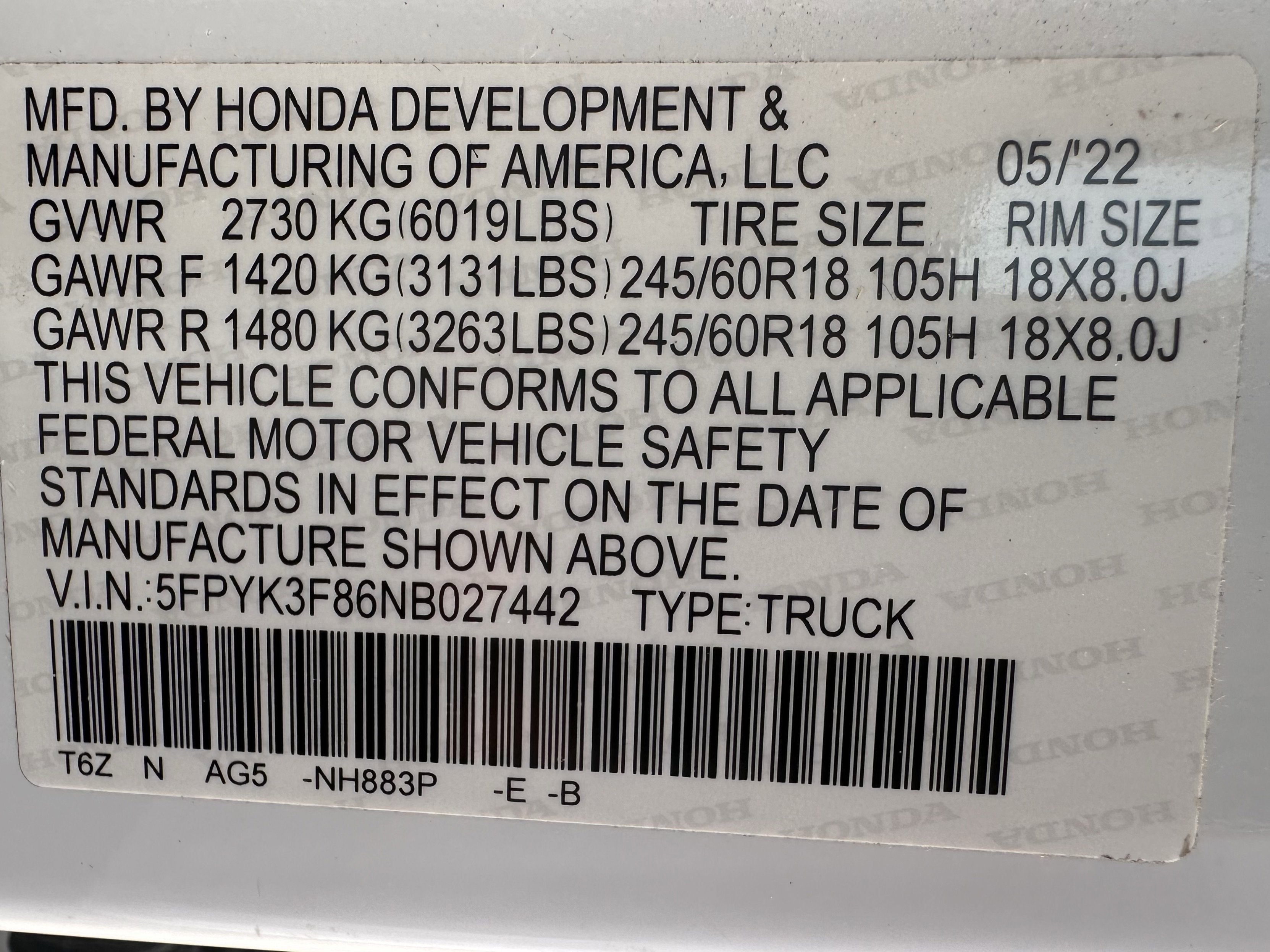 2022 Honda Ridgeline Black Edition