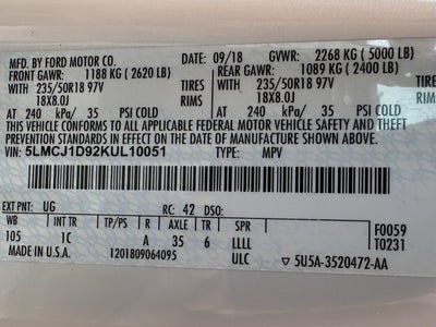 2019 Lincoln MKC Standard