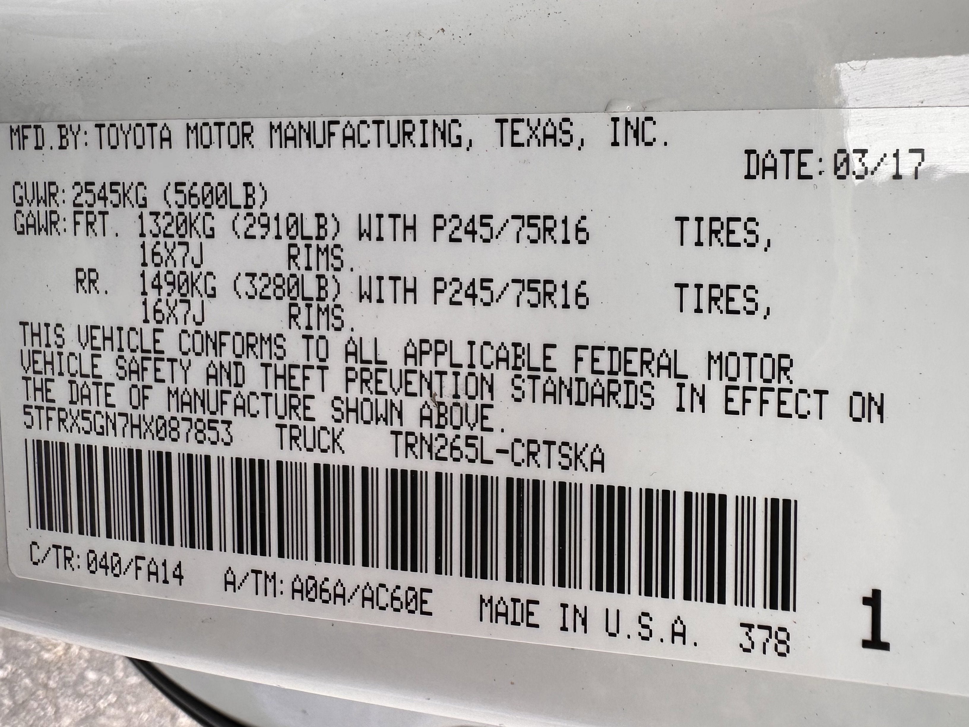 2017 Toyota Tacoma SR